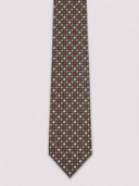Cravatta uomo 3 pieghe in seta twill blu fantasia floreale geometrica