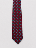 Cravatta uomo 3 pieghe in seta fantasia geometrica bordeaux e verde