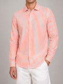 Camicia uomo in cotone e lino rigata collo francese – slim fit