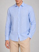 Camicia uomo in puro lino collo francese tinta unita – slim fit