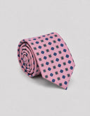 Cravatta uomo 3 pieghe in seta twill fantasia geometrica rosa