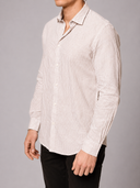 Camicia uomo in lino e cotone rigata collo francese – slim fit