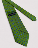 Cravatta uomo 3 pieghe in seta twill verde fantasia micro geometrica