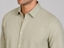 Camicia uomo in puro lino collo francese tinta unita – slim fit