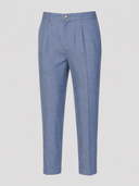 Pantalone uomo sartoriale in lino e cotone spigato con pinces – slim fit