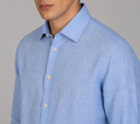 Camicia uomo in puro lino collo francese tinta unita – slim fit