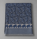 Sciarpa uomo in lana e seta grigio e blu con fantasia paisley