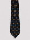 Cravatta uomo 3 pieghe in seta twill nera fantasia geometrica