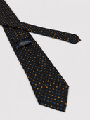 Cravatta uomo 3 pieghe in seta twill nera fantasia geometrica