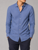 Camicia uomo in puro lino collo francese tinta unita – slim fit