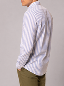 Camicia uomo in lino e cotone rigata collo francese – slim fit