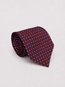 Cravatta uomo 3 pieghe in seta twill bordeaux fantasia geometrica