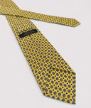 Cravatta uomo 3 pieghe in seta twill giallo tenue fantasia geometrica