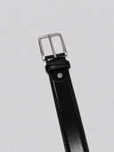Cintura uomo in pelle di agnello liscia 3,5 cm con fibbia in nichel satinato