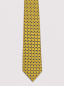 Cravatta uomo 3 pieghe in seta twill giallo tenue fantasia geometrica