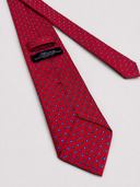 Cravatta uomo 3 pieghe in seta twill rossa fantasia floreale