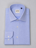 Camicia uomo Bagariny sartoriale in cotone con microfantasia azzurra – regular fit