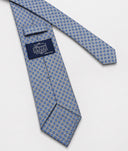 Cravatta uomo in pura seta grigio scuro microfantasia blu 3 pieghe