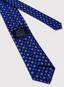 Cravatta uomo in pura seta blu royal fantasia grigio e bianco 3 pieghe