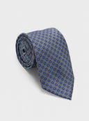 Cravatta uomo in pura seta grigio scuro microfantasia blu 3 pieghe