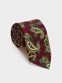Cravatta uomo in pura seta bordeaux paisley vintage 3 pieghe