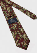 Cravatta uomo in pura seta bordeaux paisley vintage 3 pieghe