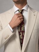 Cravatta uomo in pura seta bordeaux paisley vintage 3 pieghe