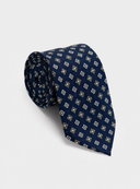Cravatta uomo in pura seta blu microfantasia bianco marrone 3 pieghe