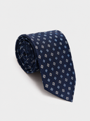 Cravatta uomo in pura seta blu microfantasia celeste 3 pieghe