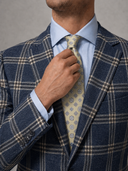 Cravatta uomo in pura seta beige microfantasia bianca 3 pieghe