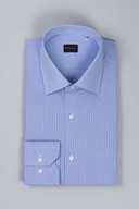 Camicia uomo Bagariny sartoriale in cotone millerighe azzurro - regular fit