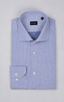 Camicia uomo Bagariny sartoriale in cotone Oxford micro quadretto blu – slim fit