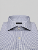 Camicia uomo Bagariny sartoriale in cotone Oxford micro quadretto blu – slim fit