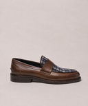 Mocassino classico uomo Antica Sartoria Napoletana in pelle moro con inserto in tessuto
