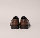 Mocassino classico uomo Antica Sartoria Napoletana in pelle moro con inserto in tessuto