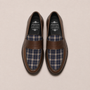 Mocassino classico uomo Antica Sartoria Napoletana in pelle moro con inserto in tessuto