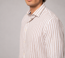 Camicia uomo in lino e cotone rigata collo francese – slim fit