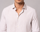 Camicia uomo in lino e cotone rigata collo francese – slim fit