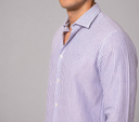 Camicia uomo in lino e cotone rigata collo francese – slim fit