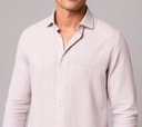 Camicia uomo in lino e cotone rigata collo francese – slim fit