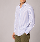 Camicia uomo in lino e cotone rigata collo francese – slim fit