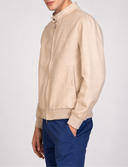Giacca uomo in lino e cotone collo coreano con zip – slim fit
