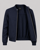 Giacca uomo in lino e cotone collo coreano con zip – slim fit