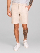 Bermuda uomo in lino e cotone con motivo spigato - slim fit