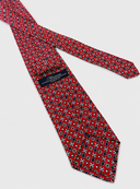 Cravatta uomo 3 pieghe in seta fantasia geometrica rossa e blu