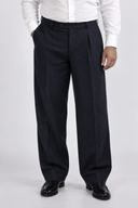 Pantalone classico sartoriale uomo in flanella di lana con pinces drop 0 - oversize fit