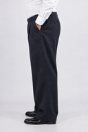 Pantalone classico sartoriale uomo in flanella di lana con pinces drop 0 - oversize fit