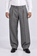 Pantalone classico sartoriale uomo in flanella di lana con pinces drop 0 - oversize fit