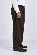Pantalone classico sartoriale uomo in flanella di lana con pinces drop 0 - oversize fit