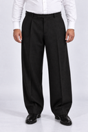 Pantalone classico sartoriale uomo in flanella di lana con pinces drop 0 - oversize fit